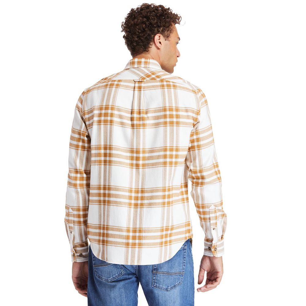 Timberland Πουκαμισα Ανδρικα Καφε/Ασπρα - Back River Heavy Flannel - Greece 7862490-PK